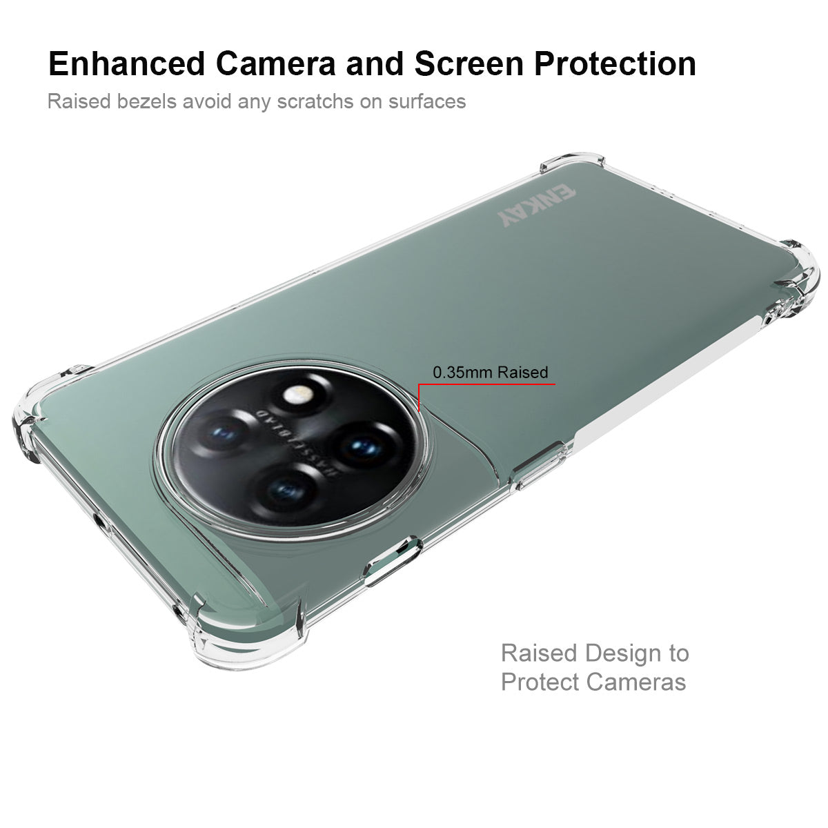 ENKAY HAT PRINCE For OnePlus 11 5G Clear TPU Phone Cover Transparent Phone Case with Anti-slip Strip Edge ENKAY HAT PRINCE For OnePlus 11 5G Clear TPU Phone Cover Transparent Phone Case with Anti-slip Strip Edge
